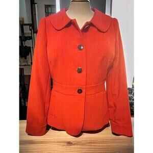 Size 6 Women's Victor Alfaro round collar big button Red fitted Blazer pockets